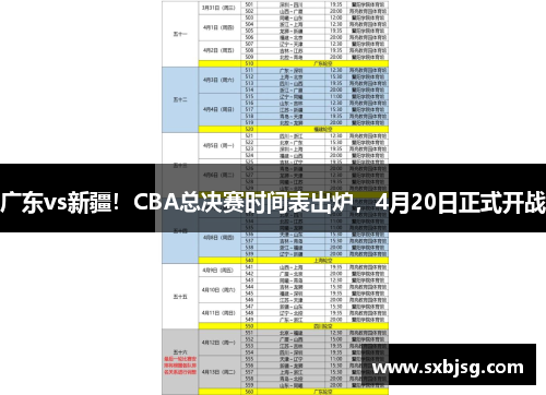 广东vs新疆！CBA总决赛时间表出炉，4月20日正式开战